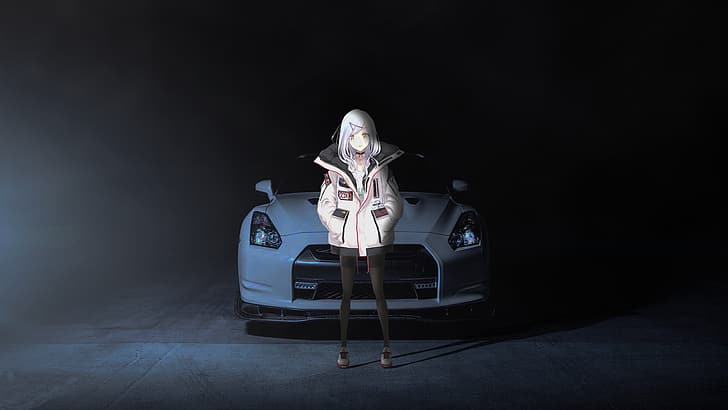 GTR R35, JDM, Anime-Mädchen, HD-Hintergrundbild