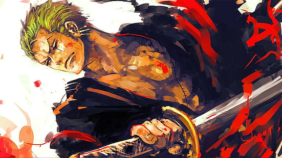 grüne Haare, One Piece, Roronoa Zoro, Schwert, HD-Hintergrundbild HD wallpaper