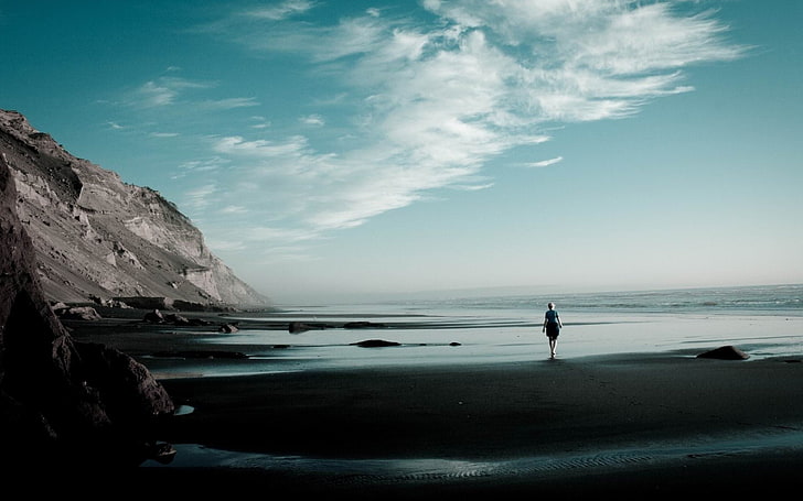 coast beach sand loneliness-Nature HD Wallpaper, body of water, HD wallpaper