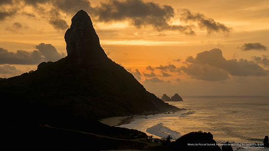 Morro gör Pico vid solnedgången, Fernando de Noronha, Pernambuco, Brasilien, Sydamerika, HD tapet HD wallpaper