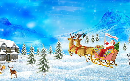 Santa Merry Christmas HD, คริสต์มาส, ซานต้า, ร่าเริง, วอลล์เปเปอร์ HD HD wallpaper