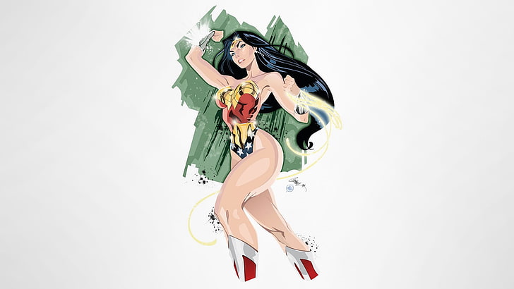 Wonder Woman, DC Comics, illustration, simple background, costumes, superhero, HD wallpaper