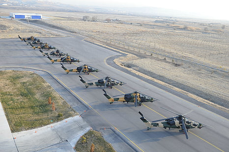 lote de aviones de colores variados, helicópteros, TAI / AgustaWestland T129, aviones, aviones militares, fuerzas armadas turcas, Fondo de pantalla HD HD wallpaper