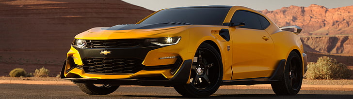 Transformers: อัศวินคนสุดท้าย Bumblebee Chevrolet Camaro Bumblebee จอแสดงผลหลายจอมอนิเตอร์คู่ Chevrolet Camaro, วอลล์เปเปอร์ HD