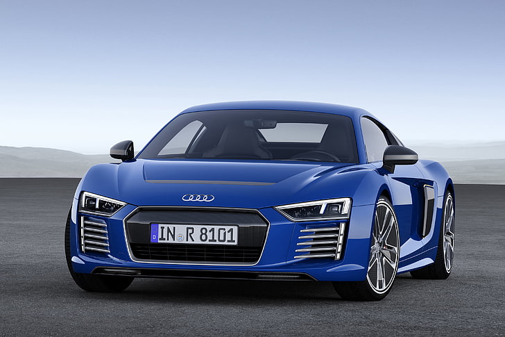 biru Audi R8 coupe, biru, Audi, e-tron, 2015, Wallpaper HD
