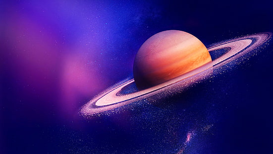 Saturno, planeta, planeta anillado, anillo planetario, arte espacial, espacio, polvo, polvo de estrellas, espacio exterior, universo, objeto astronómico, Fondo de pantalla HD HD wallpaper
