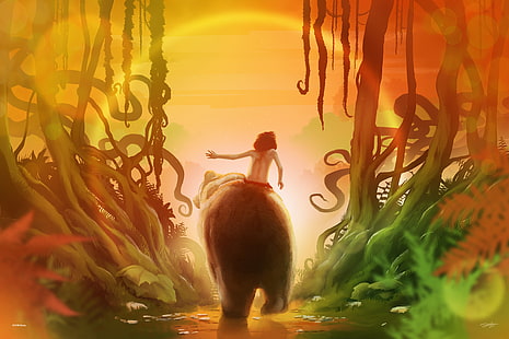 Baloo, Mowgli, Libro de la selva, Fondo de pantalla HD HD wallpaper
