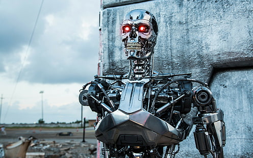 Terminator: Genisys, robô T-800, robô terminador, Terminator: Genisys, robô T-800, metal, filme, melhor, hd, HD papel de parede HD wallpaper