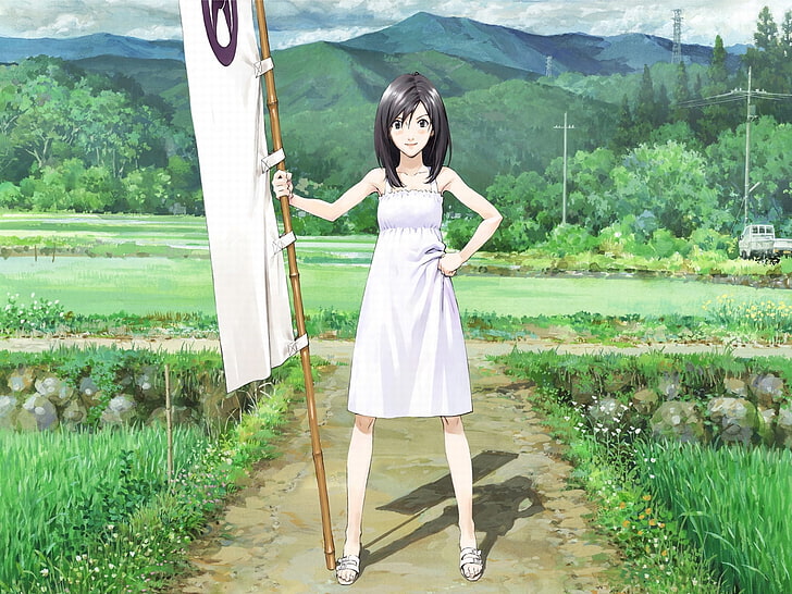 검은 머리 여성 애니메이션 캐릭터 일러스트, 여름 전쟁, 시노하라 나츠키, 소녀, 갈색 머리, 코트, 그늘, HD 배경 화면