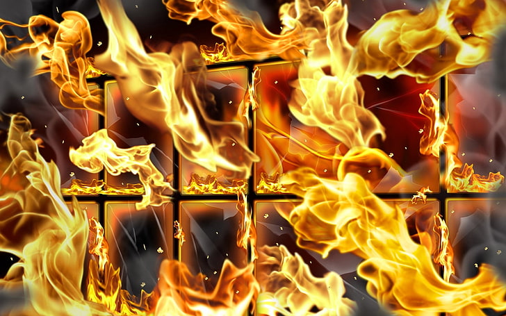 api pada clip art jendela, api, api, wire mesh, membakar, Wallpaper HD