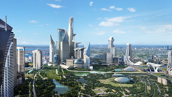 Ficção científica, futurista, cidade, cidade futurista, HD papel de parede HD wallpaper