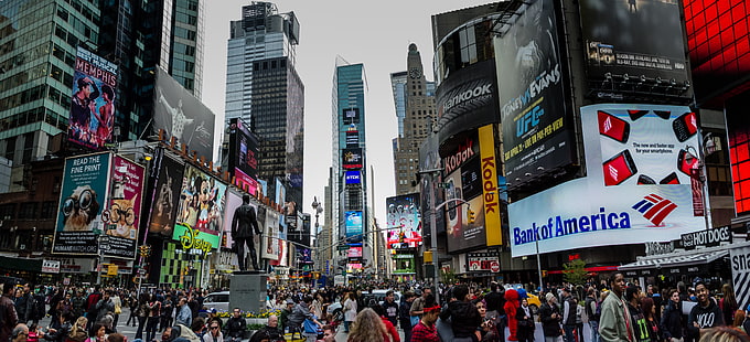 città, città, folla, persone, piazza, tempi, traffico, stati uniti d'america, york, Sfondo HD HD wallpaper