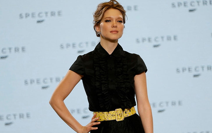 women's black collared blouse, lea seydoux, actress, style, HD wallpaper