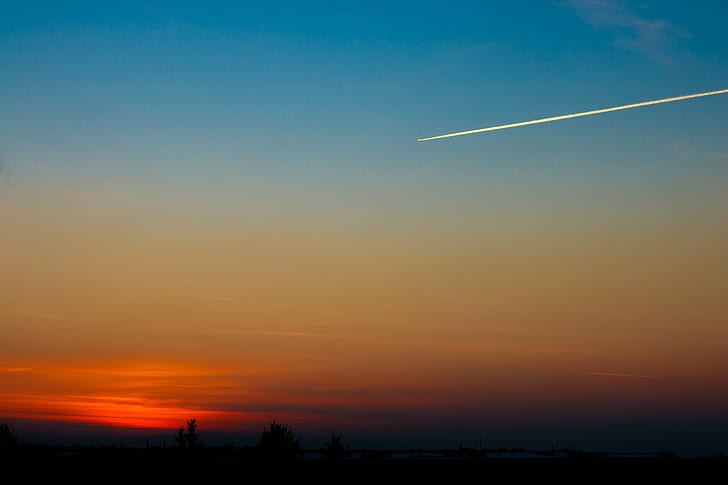 เมฆท้องฟ้าเครื่องบิน contrails, วอลล์เปเปอร์ HD