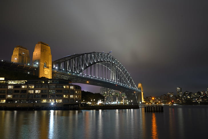 city view photo during night time, sydney harbour bridge, australia, sydney harbour bridge, australia, Sydney Harbour Bridge, Australia, city view, photo, night time, sydney  harbour  bridge, new  south  wales, nsw, aussie, travel, tourism, night  shot, long  exposure, d800, nikon, sigma, 35mm, art, lens, wide  angle, low  light, city  scape, cityscape, night, architecture, bridge - Man Made Structure, river, famous Place, sydney, new South Wales, HD wallpaper