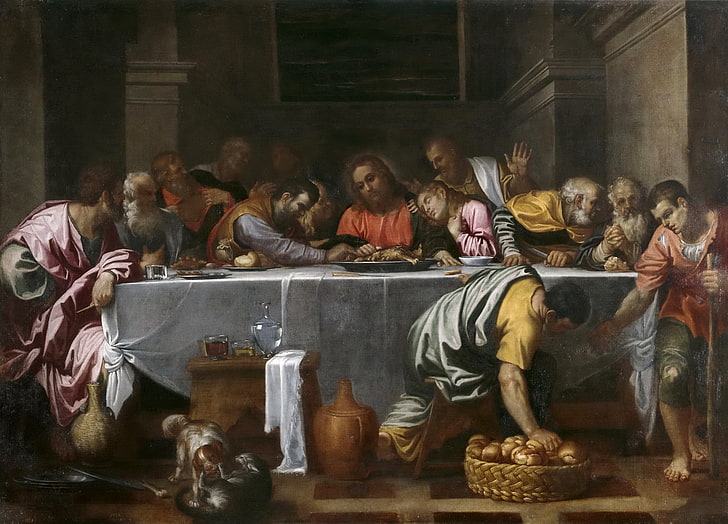 The Last Supper painting, picture, religion, mythology, The Last Supper, Agostino Carracci, HD wallpaper