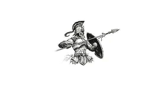 Hombre sujetando jabalina y escudo clip art, casco, lanza, escudo Hoplite, Fondo de pantalla HD HD wallpaper