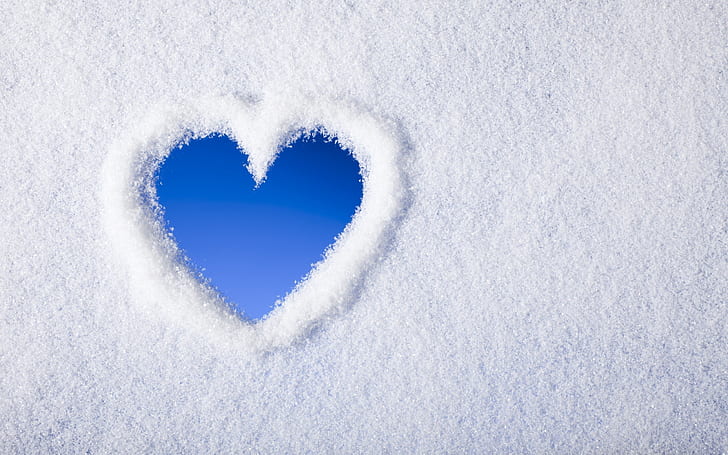 snow, heart, background, HD wallpaper