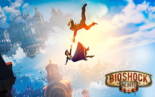 BioShock Infinite ilustracja, gra, bioshock, bioshok, columbia, Elizabeth, bioshock infinite, elisabeth, spada, Booker, Tapety HD HD wallpaper