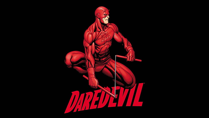 Daredevil Wallpaper, Daredevil, Marvel Comics, superbohater, czarne tło, komiks, maska, kostiumy, komiksy, komiksy, Matt Murdock, Tapety HD
