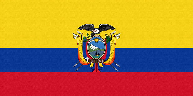 Bandiera, stemma, Ecuador, Sfondo HD HD wallpaper
