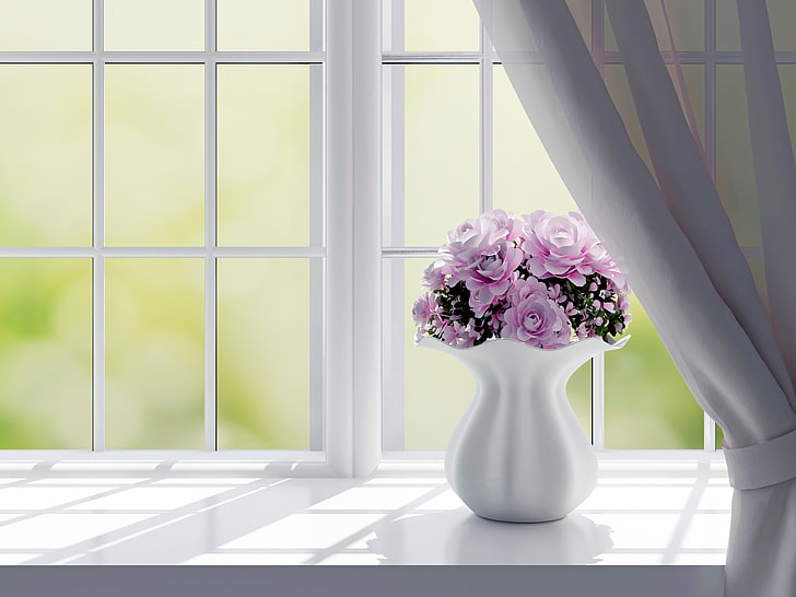 แจกันดอกไม้กุหลาบสีชมพู 4K, วอลล์เปเปอร์ HD