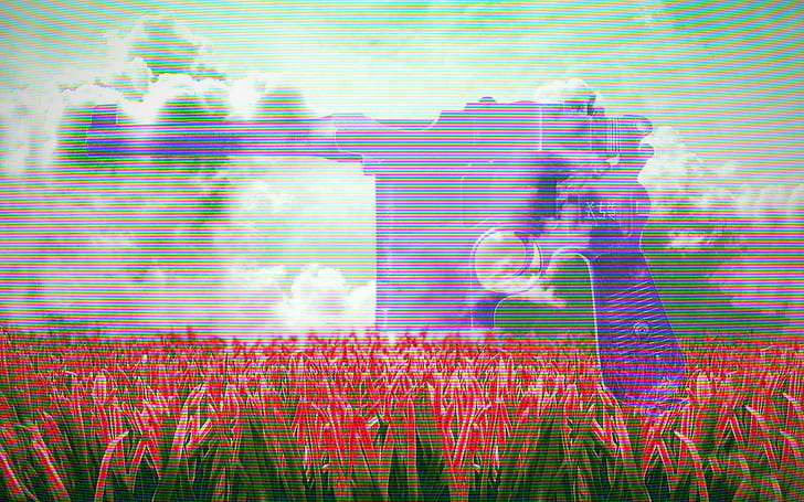 vaporwave, Mauser C96, Wallpaper HD