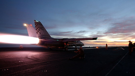 военный, авианосец, самолет, реактивный истребитель, военный самолет, Grumman F-14 Tomcat, HD обои HD wallpaper
