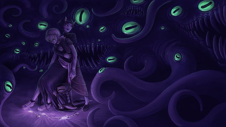 purple monster illustration, Homestuck, horror, HD wallpaper