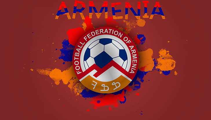 축구 아르메니아, 축구 연맹 또는 아르메니아 로고, 스포츠, 축구, 빨강, 파랑, 로고, HD 배경 화면