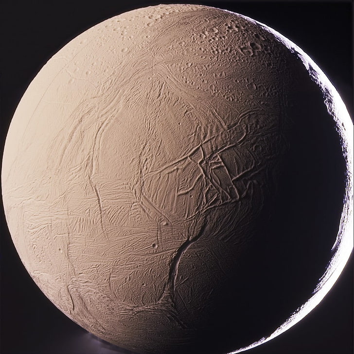 Saturnus, Enceladus, Cassini Solstice Mission, HD tapet