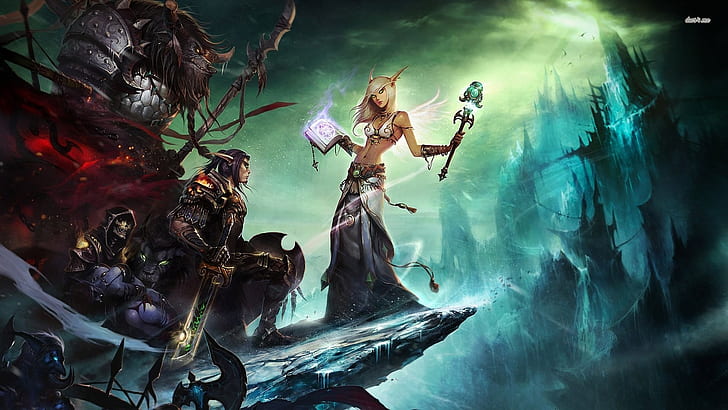 Warcraft oyuncuları, animasyonlu resim çizimleri \, gamers, Warcraft, warcraft dünyası, HD masaüstü duvar kağıdı
