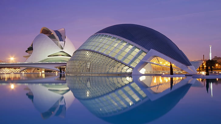 arsitektur, refleksi, Valencia, Spanyol, Wallpaper HD