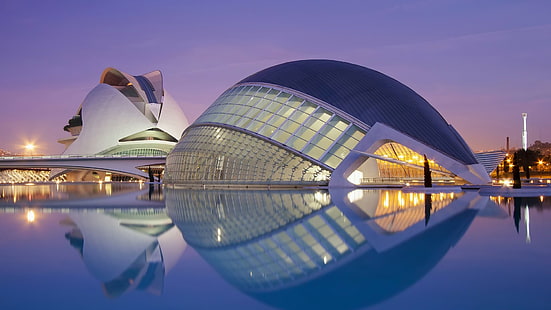 architettura, riflessione, Valencia, Spagna, Sfondo HD HD wallpaper
