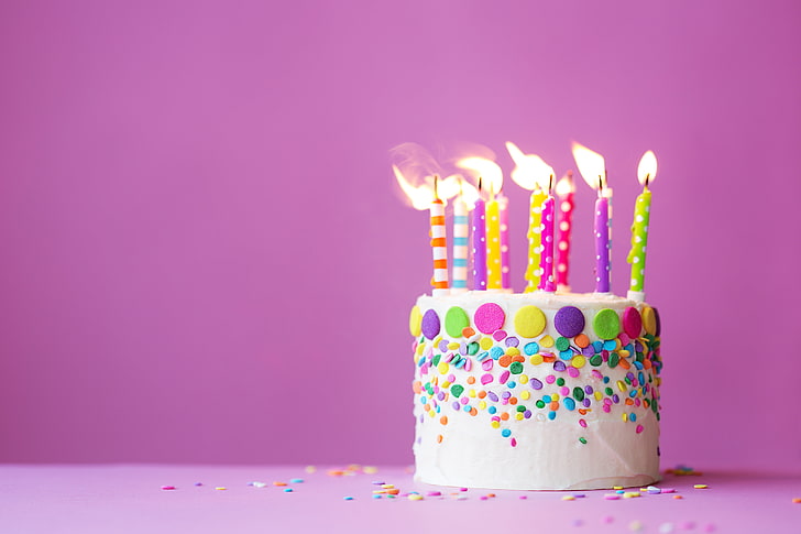 Парти, свещи, рожден ден, торта, HD тапет