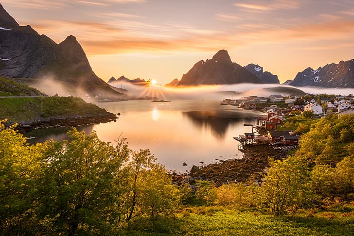 Norwegia, Kepulauan Lofoten, Pure, Wallpaper HD