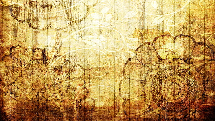 brown floral wooden wallpaper, background, texture, spots, black, HD wallpaper