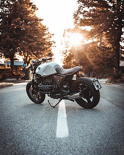 moto cruiser grigio e nero, bmw k100, moto, bici, vista laterale, Sfondo HD HD wallpaper