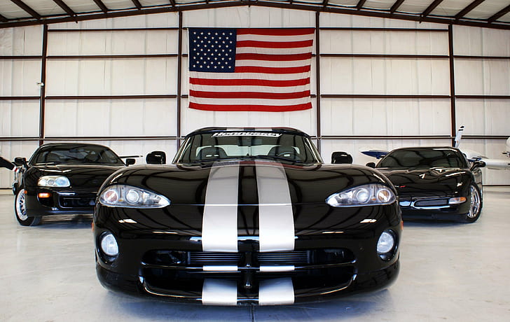 4 Juli, bendera Amerika, mobil, otomotif, mobil, korvet, coupe, bendera, hari kemerdekaan, kemewahan, sedan, kendaraan, Wallpaper HD