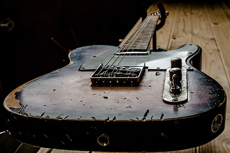 viejo, guitarra, instrumento musical, guitarra reliquia, Fondo de pantalla HD HD wallpaper