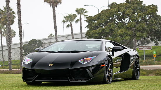 Lamborghini Huracan noire, Lamborghini Aventador, voiture, véhicule, voitures noires, Fond d'écran HD HD wallpaper