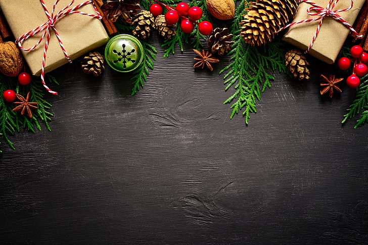 Декори с коледна тематика, Нова година, Коледа, топки, весела Коледа, подарък, декорация, Коледа, HD тапет