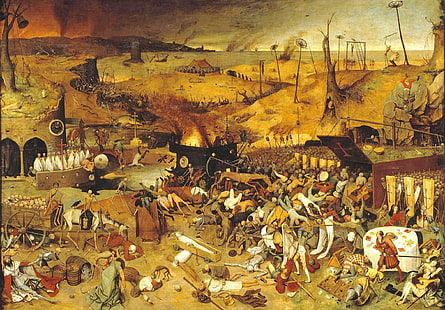 grafika, sztuka klasyczna, śmierć, średniowiecze, malarstwo, Pieter Bruegel, szkielet, Tapety HD HD wallpaper