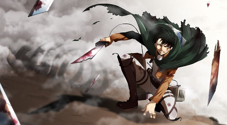 타이탄 남성 캐릭터 디지털 벽지, Shingeki no Kyojin, Levi Ackerman, Levi Rivaille에 대한 공격, HD 배경 화면
