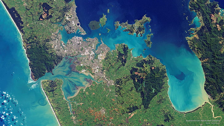 Auckland dall'alto, Nuova Zelanda, spazio, Sfondo HD