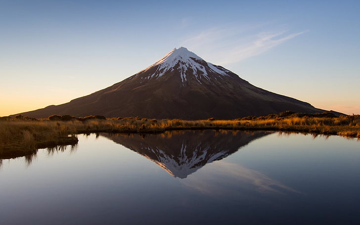 mountains, Mount Fuji, landscape, reflection, volcano, Japan, HD wallpaper