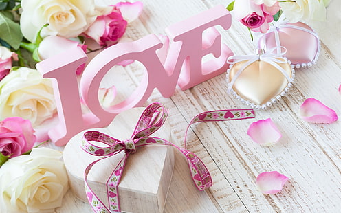 Amore rosa, fiori, rose, San Valentino, rosa, amore, fiori, rose, San Valentino, giorno, Sfondo HD HD wallpaper