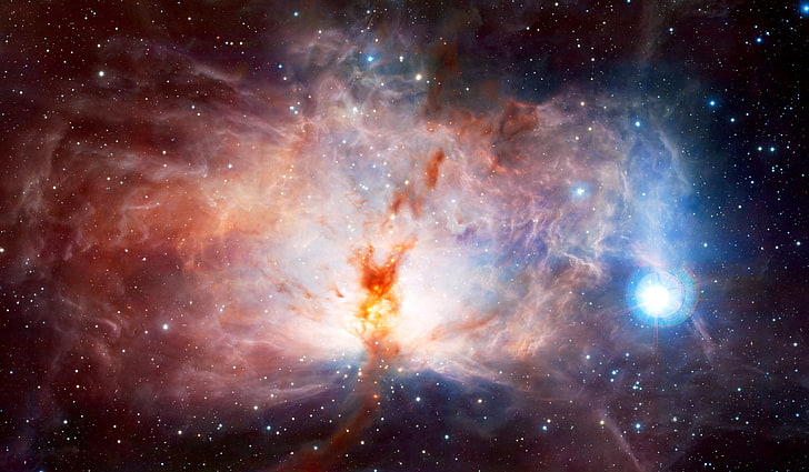 brown and red nebula, space, nebula, beauty, Flame nebula, ngc 2024, nebula flame, HD wallpaper