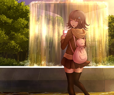 nanami chiaki, fountain, Danganronpa 3: The End of Kibougamine Gakuen, Anime, HD wallpaper HD wallpaper