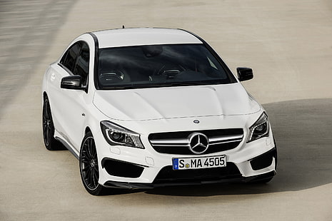 sedán blanco Mercedes-Benz Clase C, mercedes-benz, cla, 45, 2014, amg, Fondo de pantalla HD HD wallpaper
